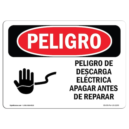 Signmission OSHA Danger Sign, 3.5" Height, 5" Width, Electrical Hazard Turn Off Power Spanish, 10PK OS-DS-D-35-LS-1199-10PK